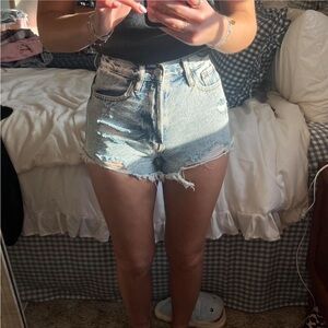 Pacsun Acid Wash Vintage High Rise Jeans Shorts w/ Rips Size 23